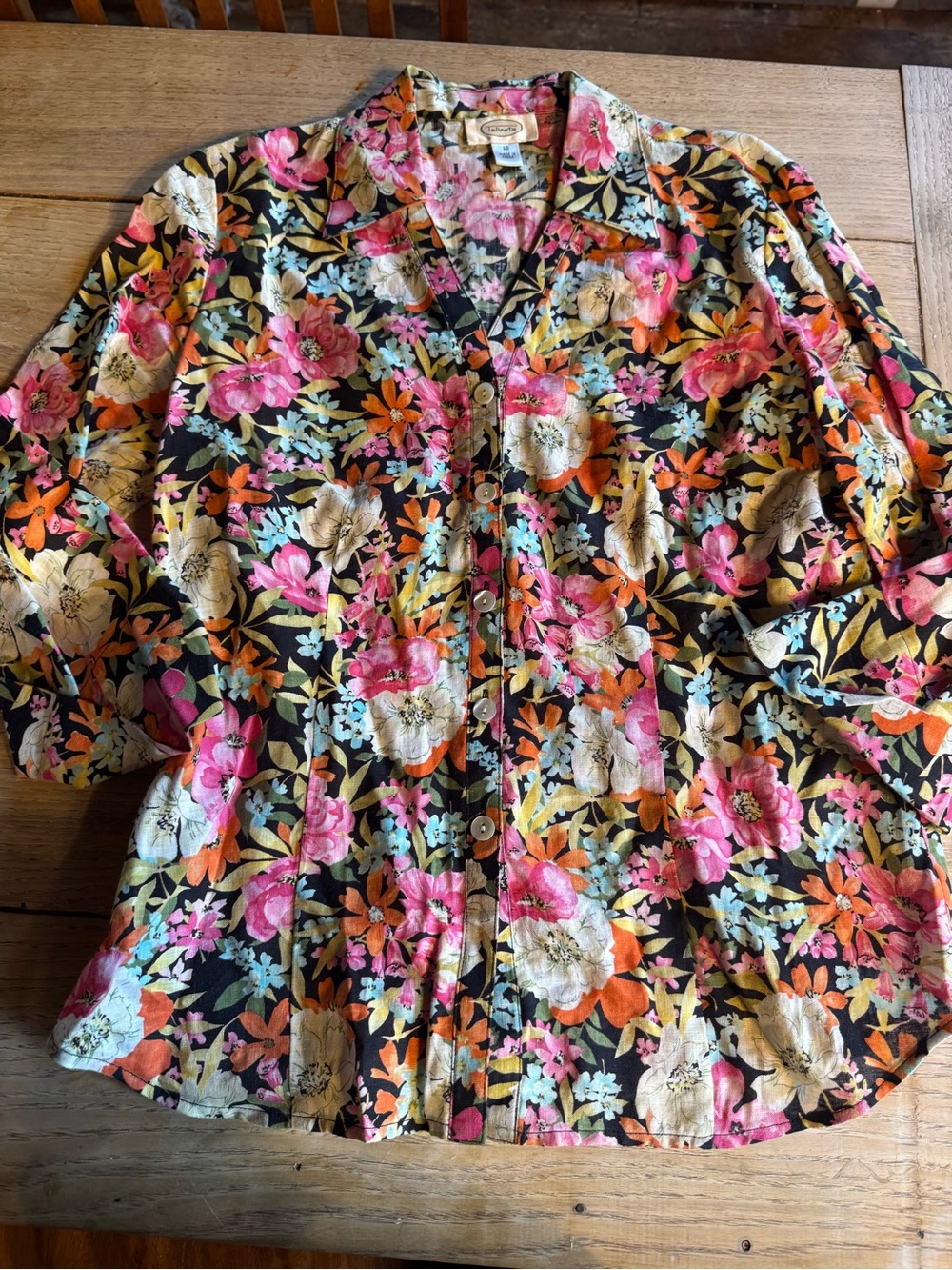 Vintage 90s Talbots 100% Linen Floral Button-Up Shirt | Cottagecore Boho | Size - Picture 2 of 6